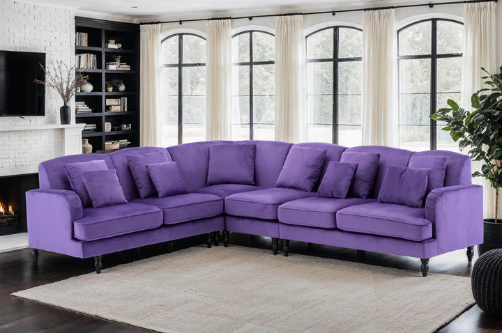 Velvet Purple Modular Corner Sofa 2C3/3C2 BELLEZZA
