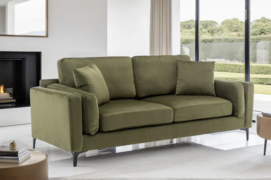 Velvet Sage Green 3 Seater Sofa QUARTIERE