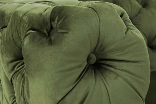 Velvet Sage Green Chesterfield 3 Seater Sofa With Silver Feet BOSCO