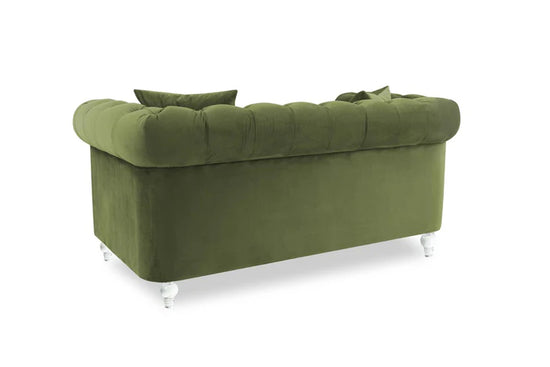 Velvet Sage Green 2 Seater Chesterfield Sofa With Acrylic Feet MODERNO