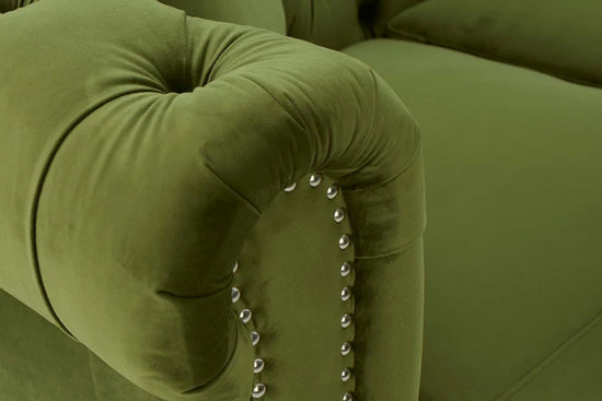 Velvet Sage Green 2 Seater Chesterfield Sofa With Acrylic Feet MODERNO