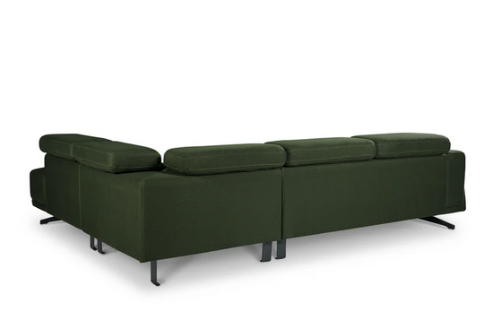 Dark Green Mesh Fabric Corner Sofa Right Hand Facing TRIONFO
