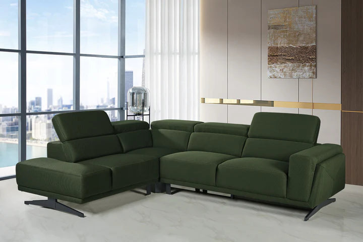 Dark Green Mesh Fabric Corner Sofa Left Hand Facing TRIONFO