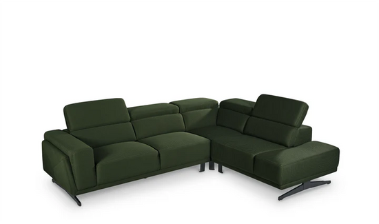 Dark Green Mesh Fabric Corner Sofa Right Hand Facing TRIONFO