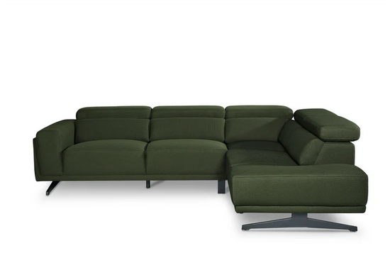 Dark Green Mesh Fabric Corner Sofa Right Hand Facing TRIONFO