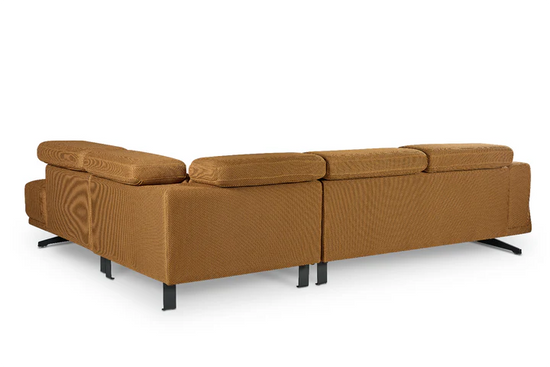Gold Brown Mesh Fabric Corner Sofa Right Hand Facing TRIONFO