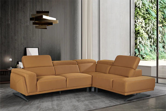 Gold Brown Mesh Fabric Corner Sofa Right Hand Facing TRIONFO