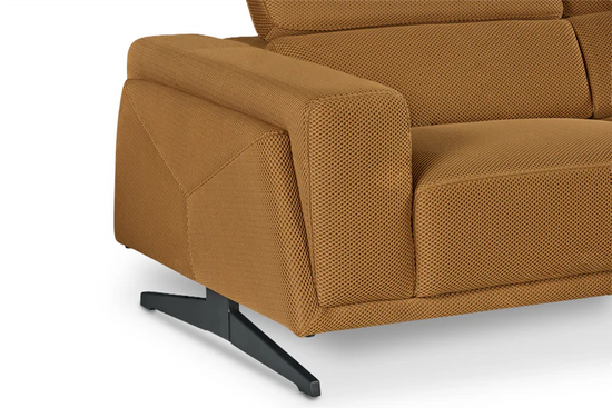 Gold Brown Mesh Fabric Corner Sofa Right Hand Facing TRIONFO