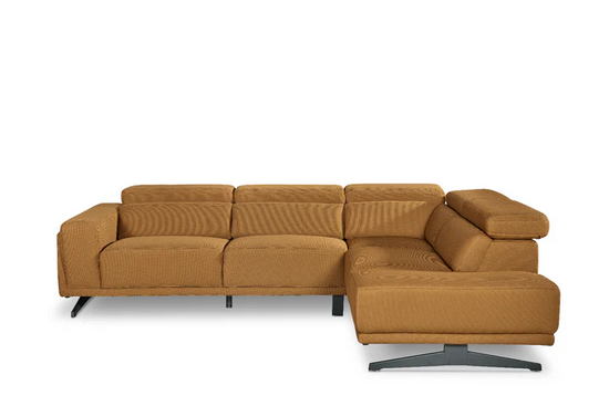 Gold Brown Mesh Fabric Corner Sofa Right Hand Facing TRIONFO