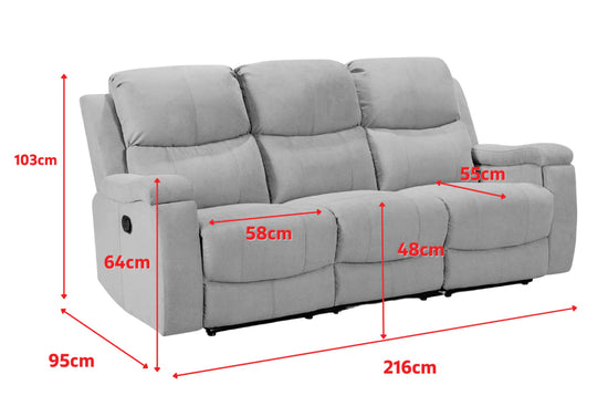 Chenille Fabric Light Grey 3 + 2 Seater Manual Recliner Sofa Set VISCONTESSE