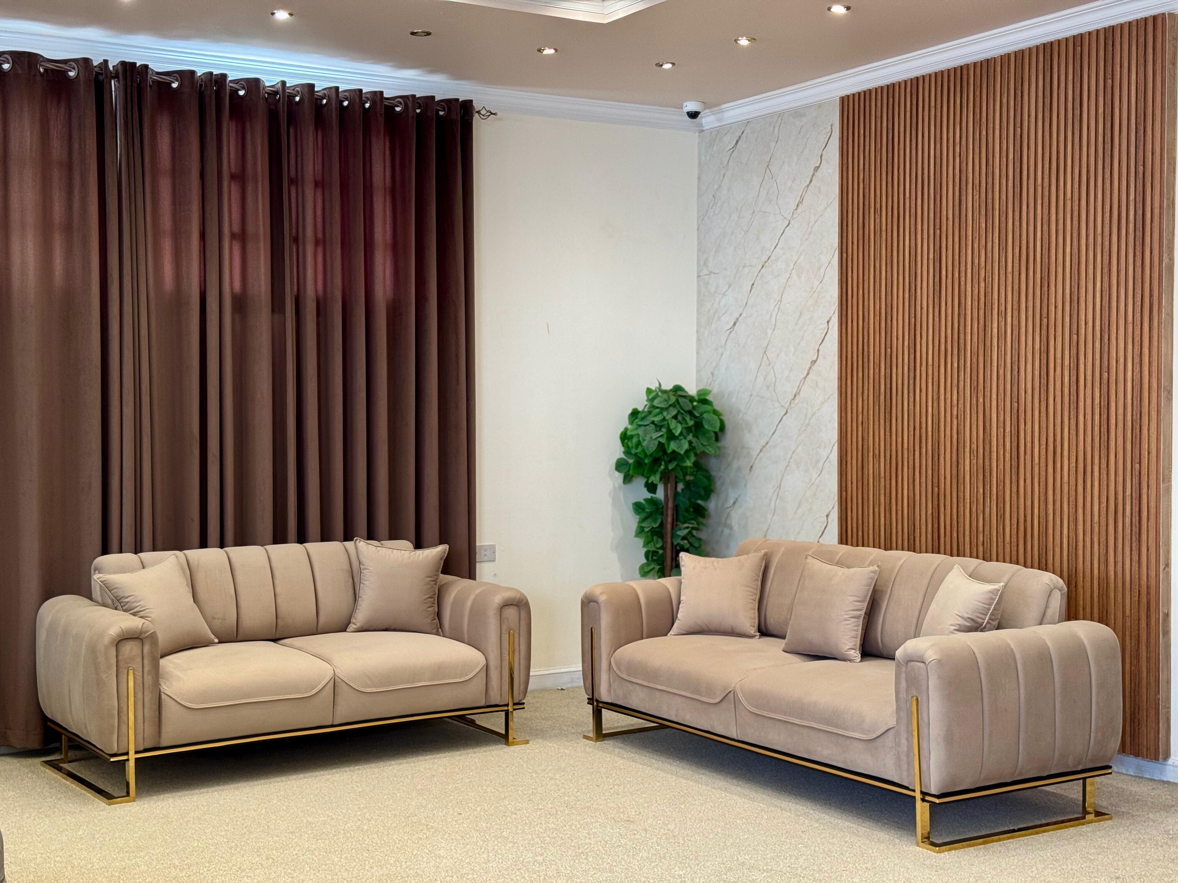 Cream Velet  2+3 Seater Sofa ELEGANZA