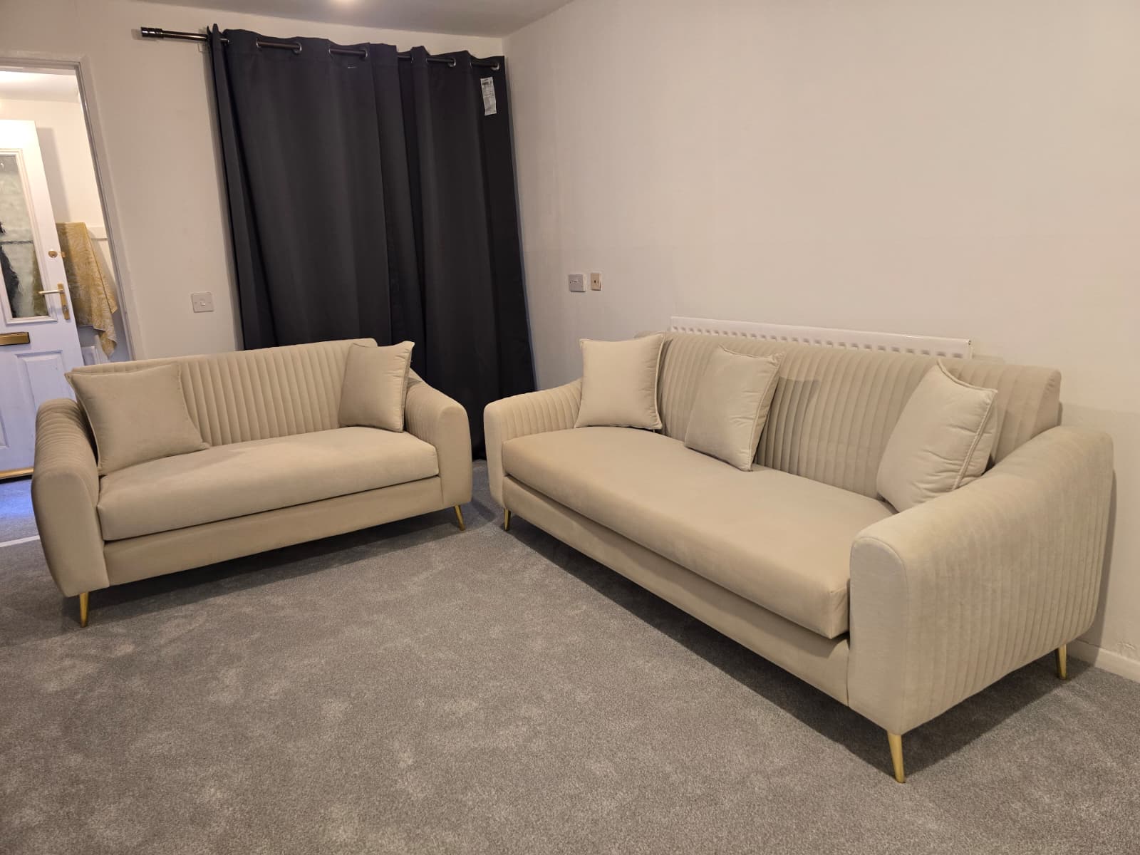 Cream Plush 2+3 Seater Sofa SETTEE