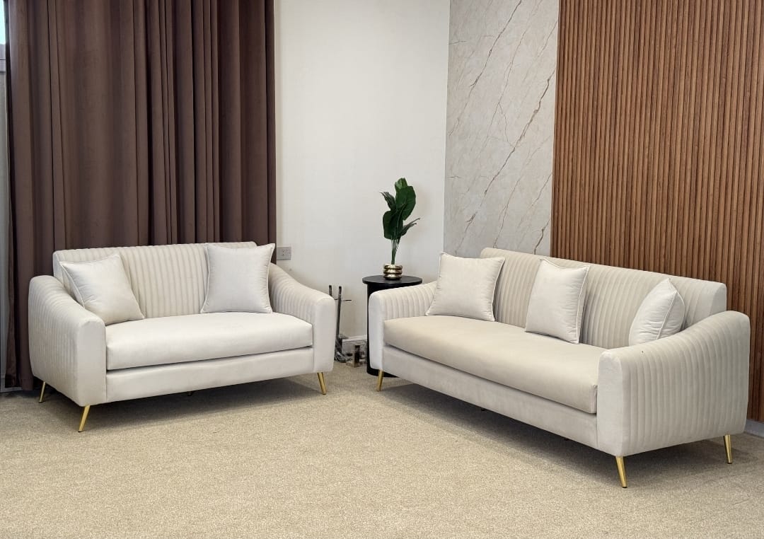 White Plush 2+3 Seater sofa SETTEE