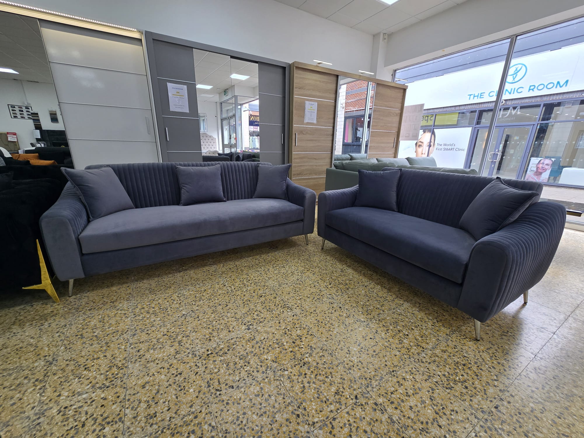 Blue Plush  2+3 Seater sofa SETTEE