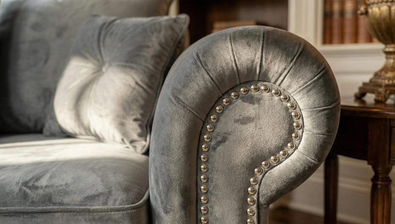 Grey 3 seater sofa Chenille Fabric OLIMPIA Sofa