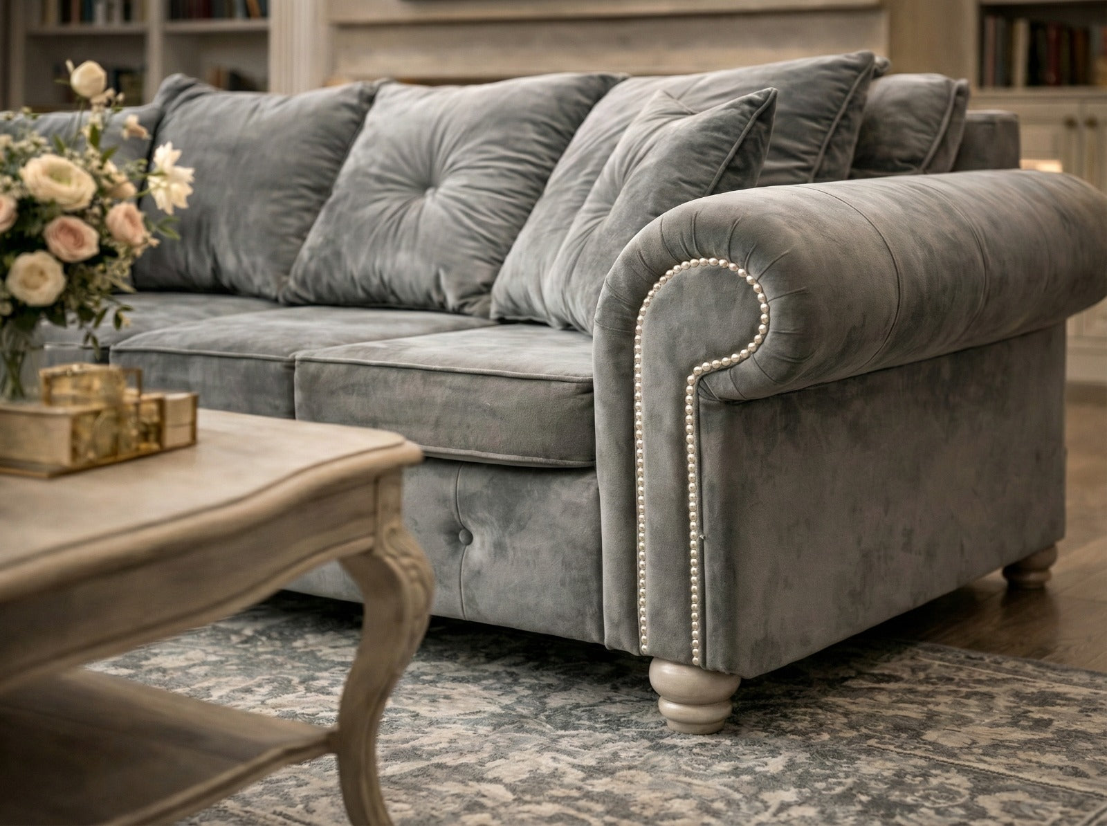 Grey Right Hand Facing Corner Sofa Harley Jumbo
