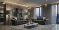 Grey  Faux  leather 2+3 seater sofa OAKLAND Sofa