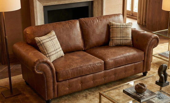 Brown  Faux  leather 2+3 seater sofa OAKLAND Sofa