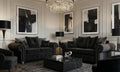 Black 2 + 3 seater Sofa Set Chenille Fabric Sofa OLIMPIA Sofa