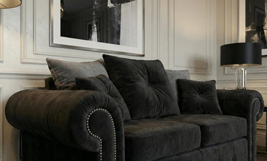 Black 2 + 3 seater Sofa Set Chenille Fabric Sofa OLIMPIA Sofa