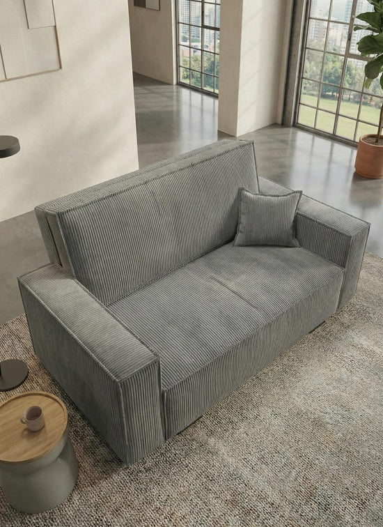 Grey 2 Seater Sofabed Polyester Fabric Viva Deluxe Sofa