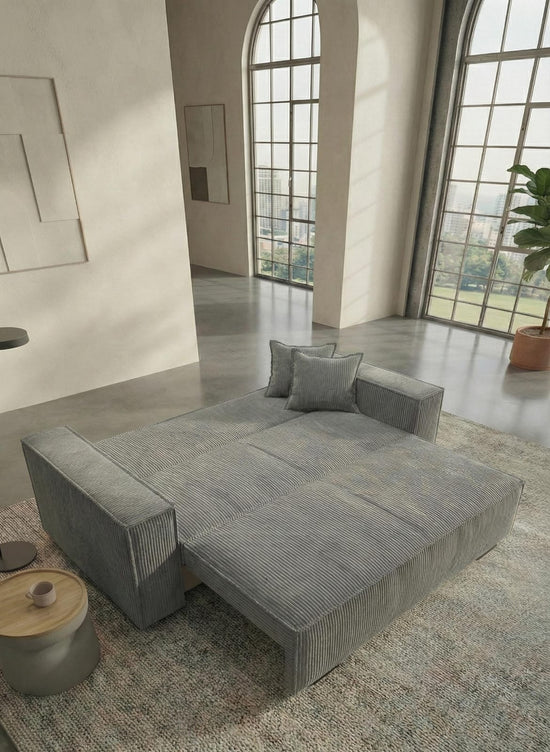 Grey 2 Seater Sofabed Polyester Fabric Viva Deluxe Sofa