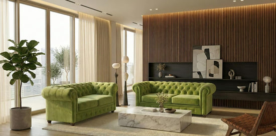 Green 2+3 Seater Sofa Set Plush Velvet  Fabric Infinity Sofa