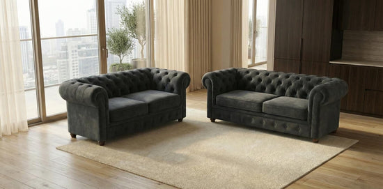 Grey 2+3 Seater Sofa Set Plush Velvet Fabric Infinity Sofa