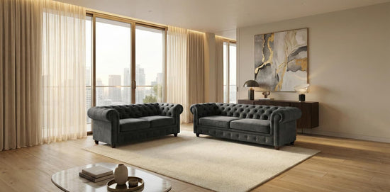 Grey 2+3 Seater Sofa Set Plush Velvet Fabric Infinity Sofa