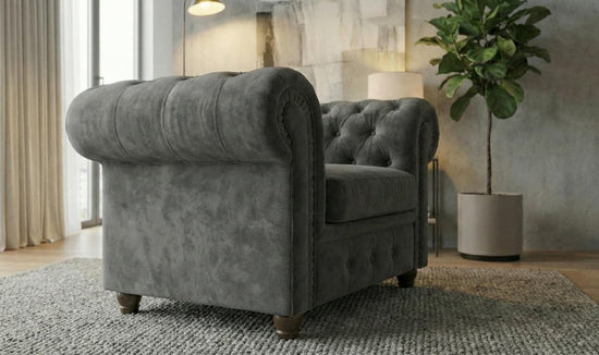 Grey 1 Seater Sofa Plush Velvet Fabric Infinity Sofa