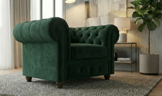 Dark Green 1 Seater Sofa Plush Velvet Fabric Infinity Sofa