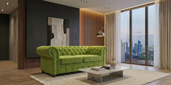 Green 2 Seater Sofa Plush Velvet  Fabric Infinity Sofa