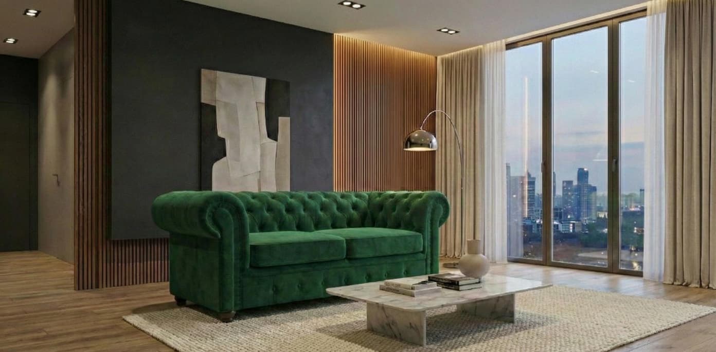 Dark Green 2 Seater Sofa Plush Velvet  Fabric Infinity Sofa