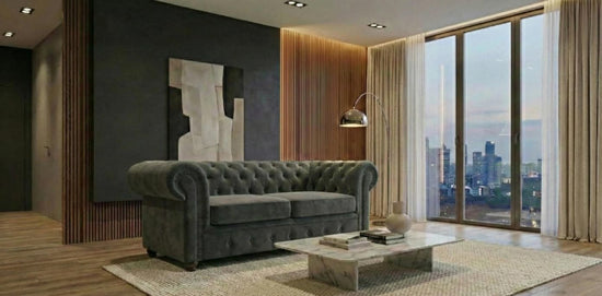 Grey 2 Seater Sofa Plush Velvet Fabric Infinity Sofa