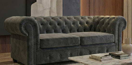 Grey 2 Seater Sofa Plush Velvet Fabric Infinity Sofa