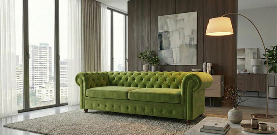 Green 3 Seater Sofa Plush Velvet  Fabric Infinity Sofa