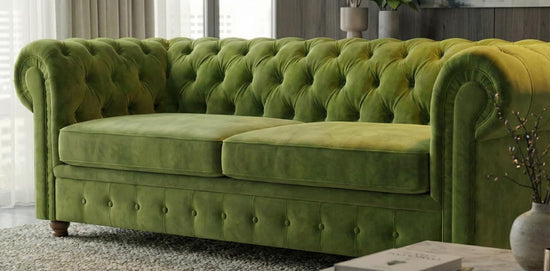 Green 3 Seater Sofa Plush Velvet  Fabric Infinity Sofa