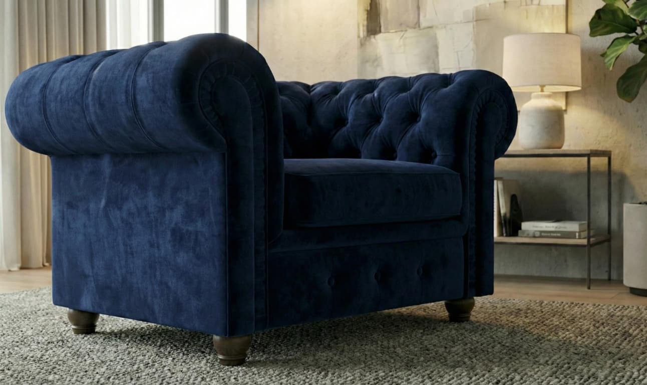 Blue 1 Seater Sofa Polyester Fabric Sofa Infinity