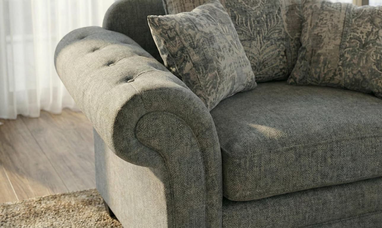 Grey chenille fabric  Olivia Armchair