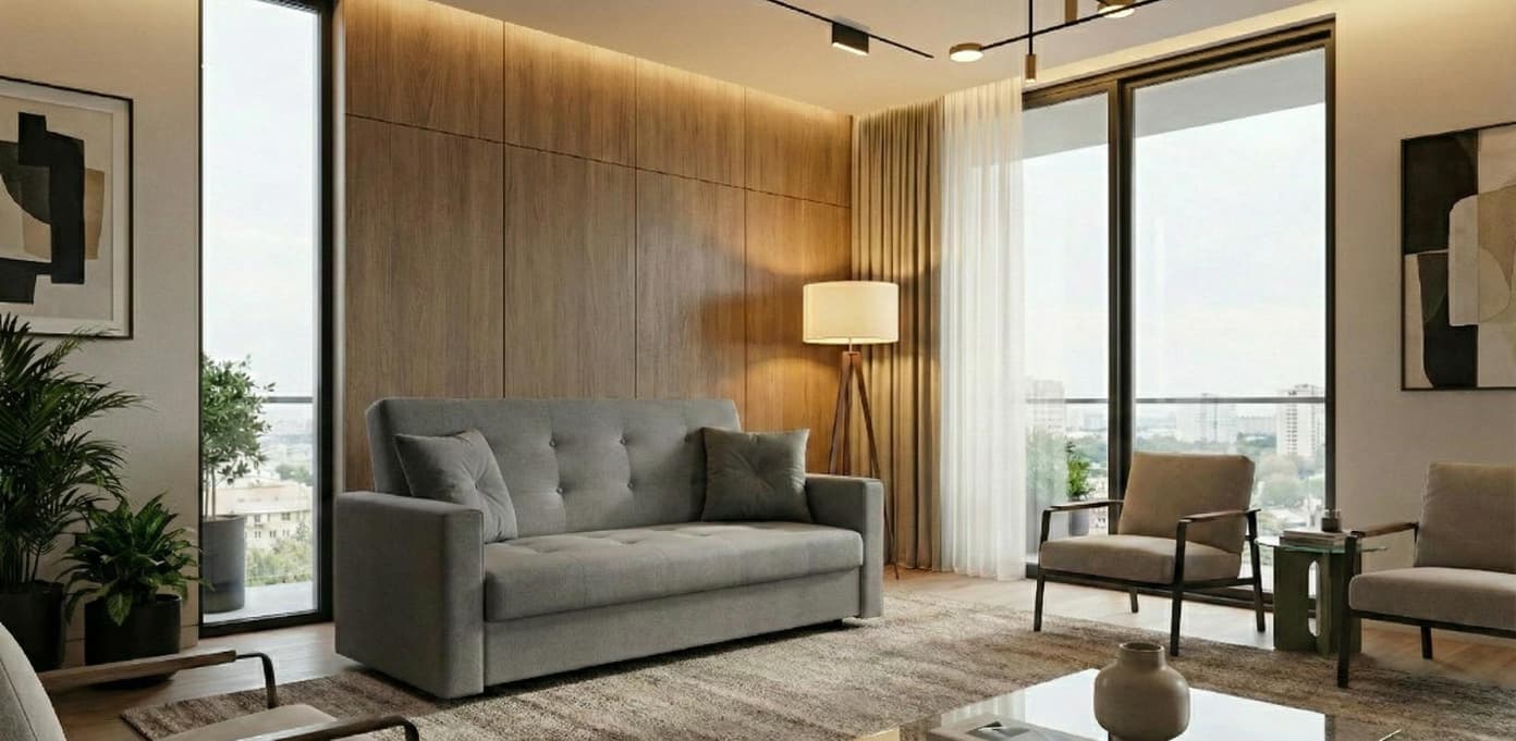 Dark Grey Faux Leather 2 Seater Viva Sofabed