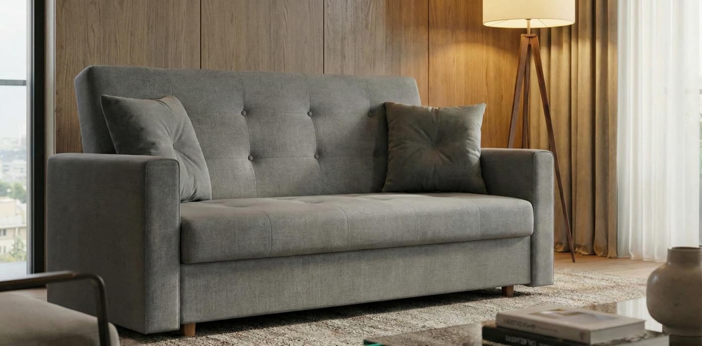 Dark Grey Faux Leather 2 Seater Viva Sofabed