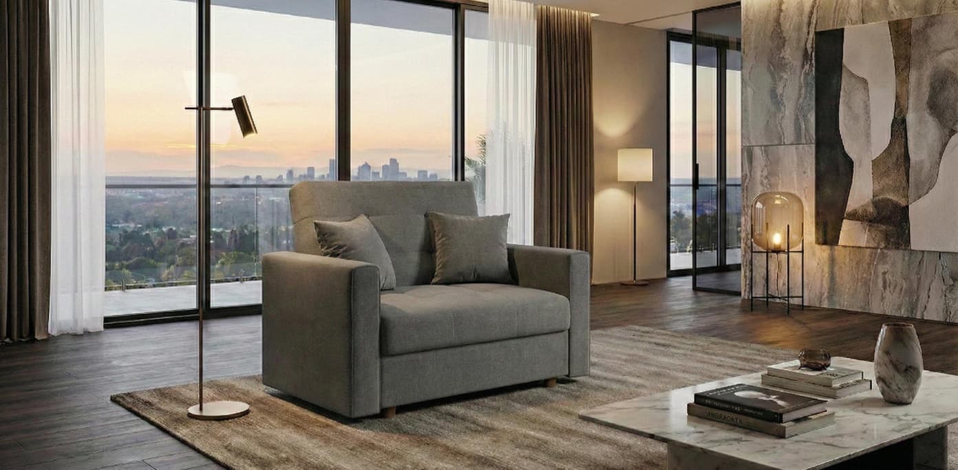 Grey Faux Leather 1 Seater Viva Sofabed