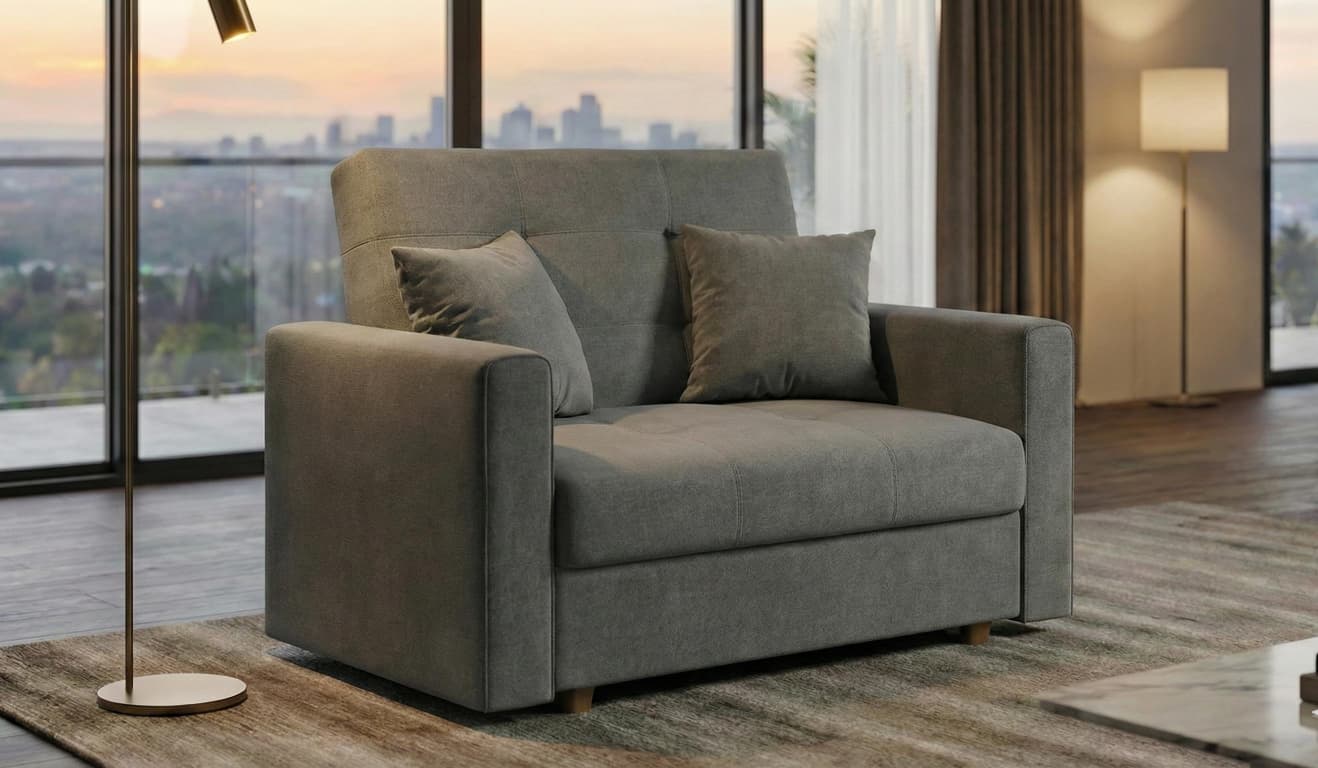 Grey Faux Leather 1 Seater Viva Sofabed