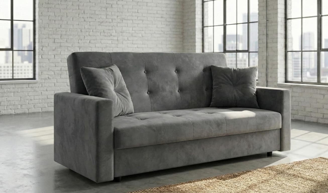 Dark Grey faux leather  3 Seater Viva Sofabed