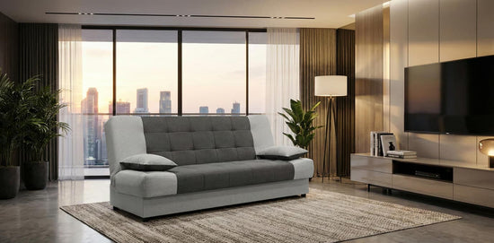Grey Sofabed Polyester Fabric Sonia Click Clack Sofa