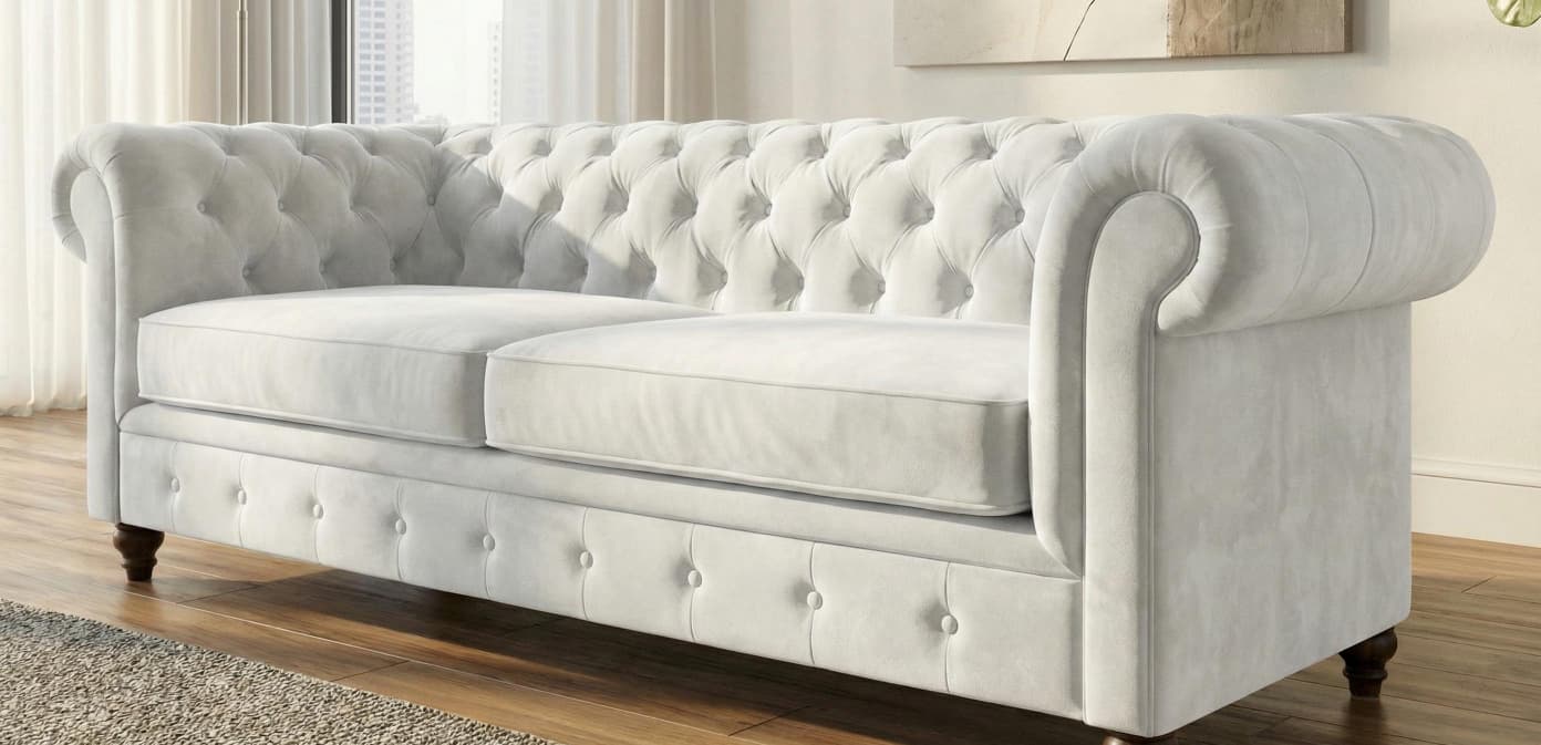 White 2 Seater Sofa Polyester Fabric Sofa Infinity