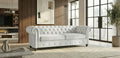 White 3 Seater Sofa  Plush Velvet Fabric Sofa Infinity