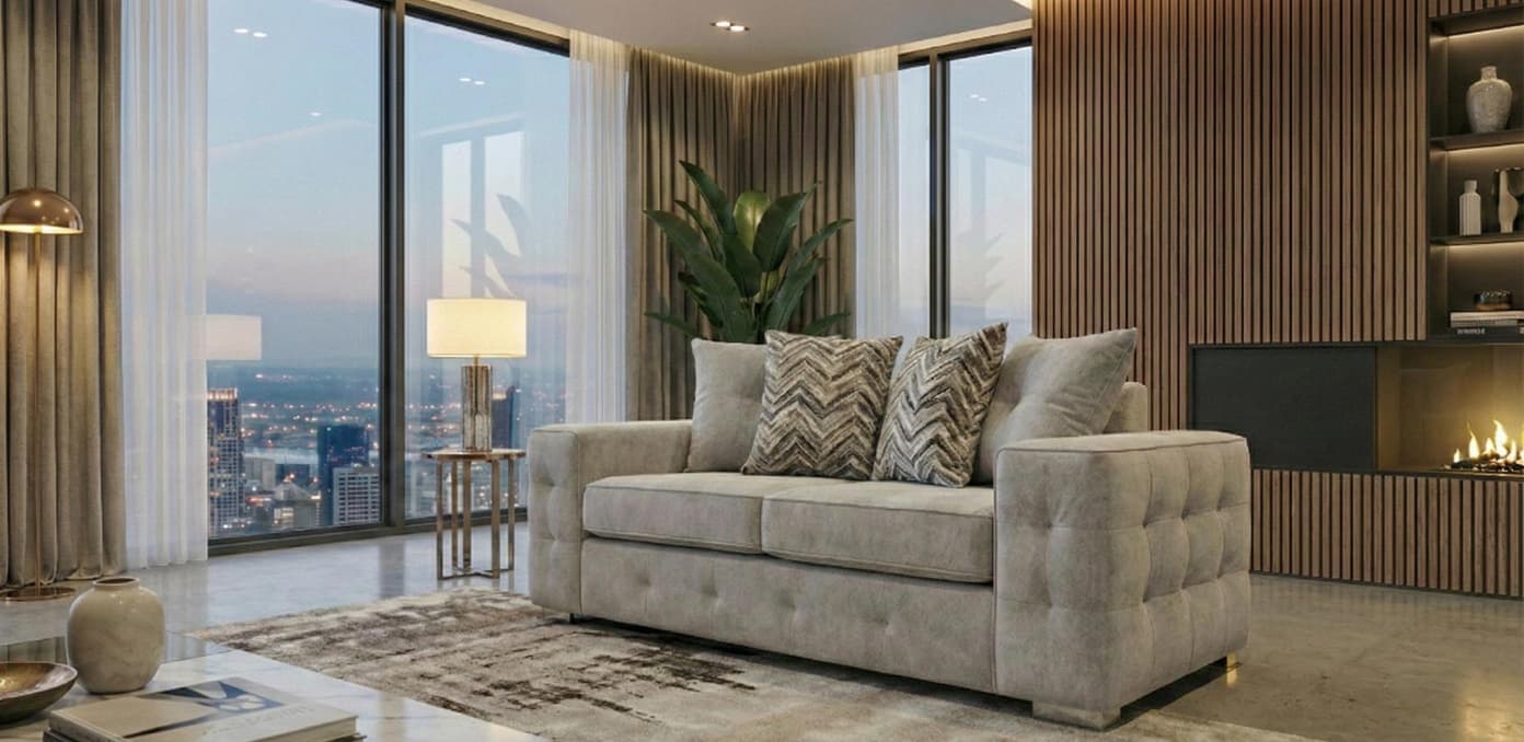 Light Grey 2 Seater Sofa Chenille Fabric Sofa Lisbon