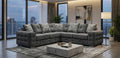 Dark Grey Corner Sofa Chenille Fabric Sofa Lisbon