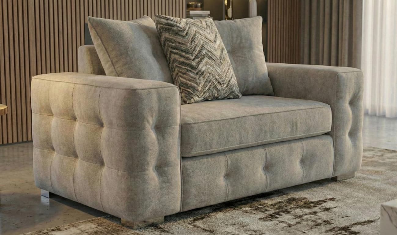 Light Grey 1 Seater Sofa Chenille  Fabric Sofa Lisbon